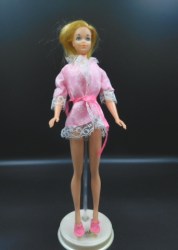 1476 BARBIE 1969 1970 PINK DREAM WRAP COTTON ROBE, PINK TIE, SLIPPERS DUO